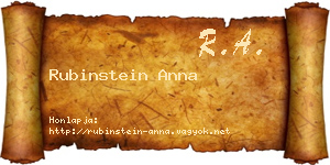 Rubinstein Anna névjegykártya